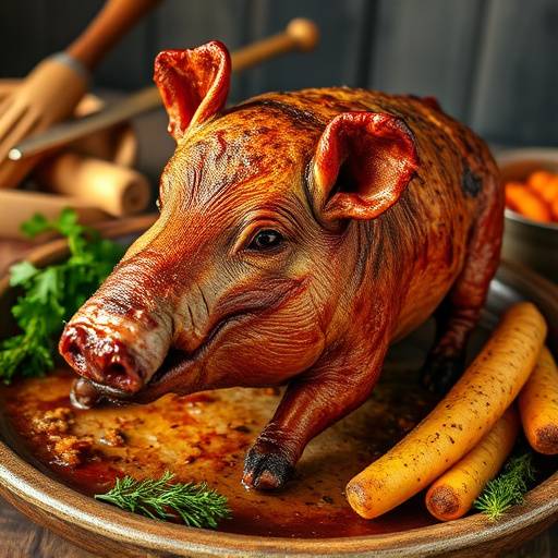 Cochinillo Asado: cochinillo crujiente cocinado lentamente al horno